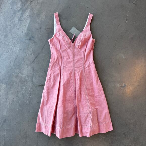 Anthropologie Dresses & Skirts - Anthropologie Maeve Pale Red Plaid Gingham Tie Back Dress Size 2 MSRP $168 NWT